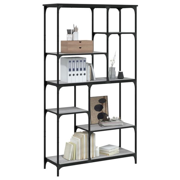 vidaXL B&uuml;cherregal Grau Sonoma 99x35,5x176 cm Holzwerkstoff und Stahl