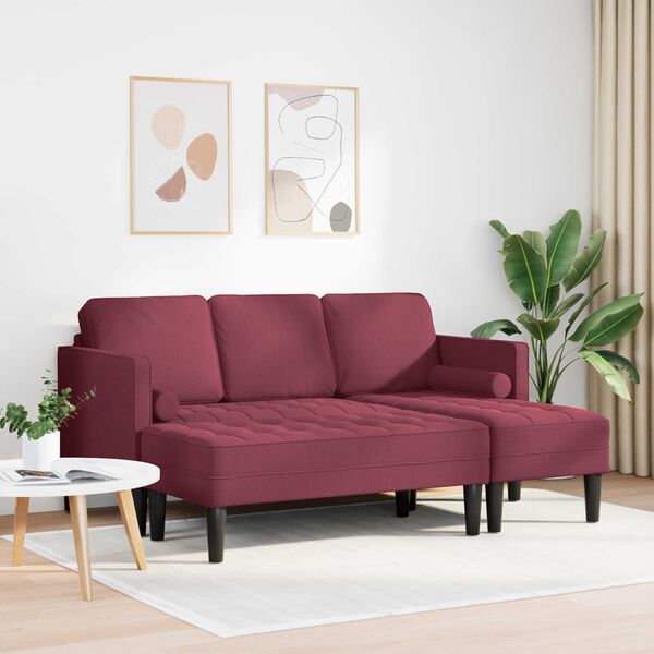 vidaXL Sofa Set mit Kissen 2 pcs Weinrot Polyester