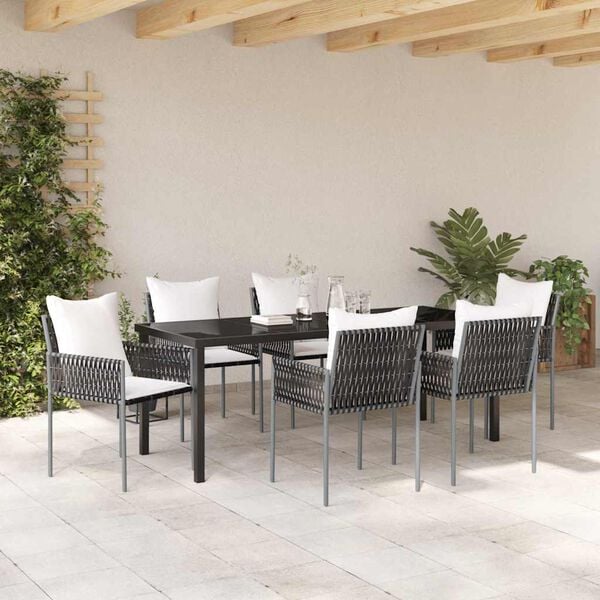 vidaXL Garten Essgruppe 7 pcs Braun und Schwarz PE-Rattan
