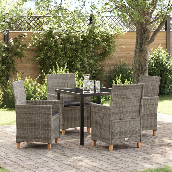 vidaXL Garten Essgruppe 5 pcs Grau Poly-Rattan