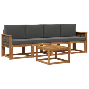 vidaXL Outdoor-Sofagarnitur mit Kissen 4 pcs Natur und Anthrazit