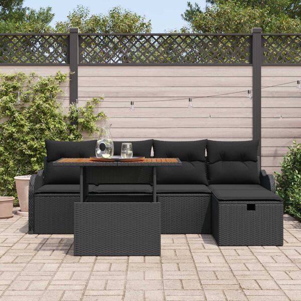 vidaXL Garten-Sofa-Set 6 pcs Schwarz Poly-Rattan