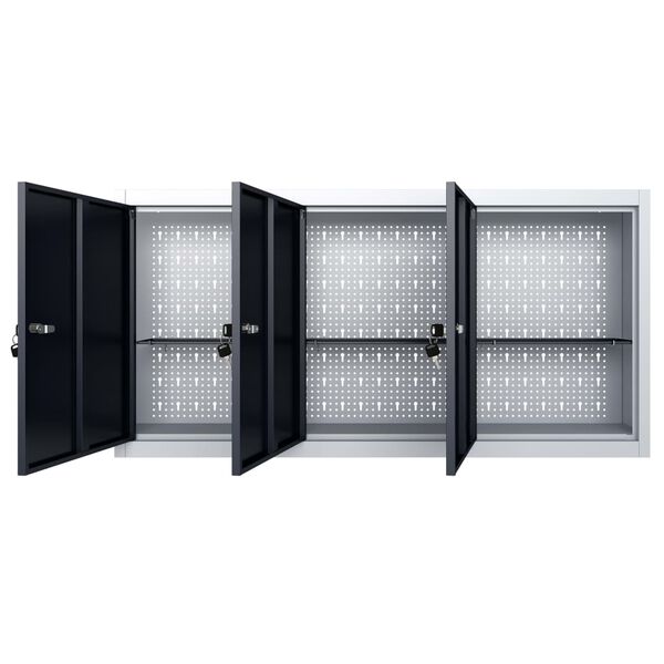 vidaXL Wand-Werkzeugschrank Industriedesign Metall Grau und Schwarz