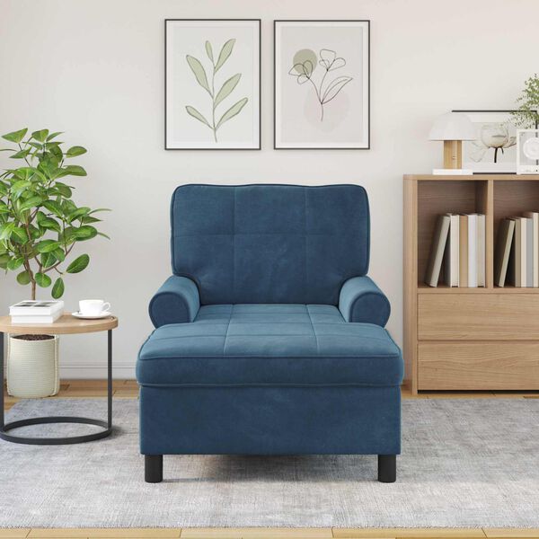vidaXL Lounge-Liege mit Kissen Blau 91 x 157 x 91 cm Samt