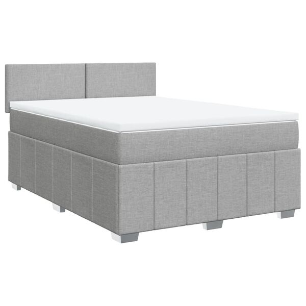 vidaXL Boxspringbett mit Matratze Hellgrau 160x200 cm Stoff