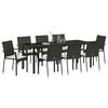 vidaXL Garten Essgruppe mit Kissen 9 pcs Schwarz Poly-Rattan