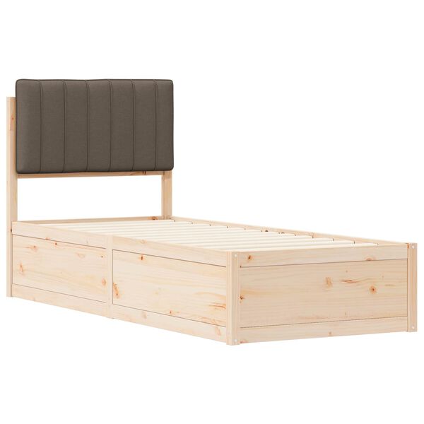 vidaXL Bettgestell mit gepolstertem Kopfteil Taupe 75 x 190 cm