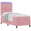 vidaXL LED Boxspringbett mit Matratze Rosa 80 x 200 cm Samt