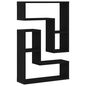 vidaXL Wandregal mit Regal 2 pcs Schwarz Eichen-Optik 50 x 15 x 85 cm