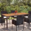 vidaXL Gartentisch mit Holzplatte Schwarz 190x90x75 cm Poly Rattan