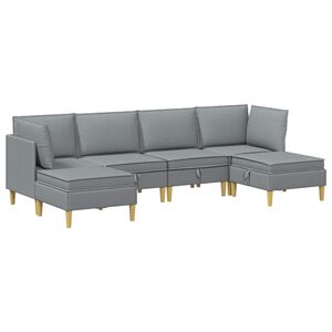 vidaXL Modular Sofa Set mit Stauraum 6 stk. Hellgrau Stoff