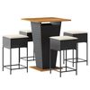 vidaXL 5-tlg. Gartenbar-Set mit Kissen Schwarz Poly Rattan