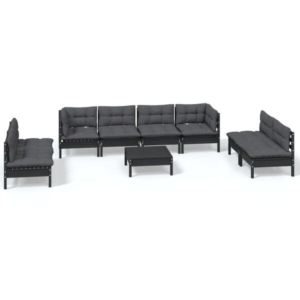 vidaXL 9-tlg. Garten-Lounge-Set mit Kissen Massivholz Kiefer