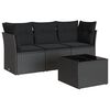 vidaXL 4-tlg. Garten-Sofagarnitur mit Kissen Schwarz Poly Rattan
