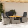 vidaXL 5-tlg. Garten-Essgruppe mit Kissen Grau Poly Rattan