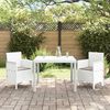 vidaXL Garten Essgruppe 3 pcs Weiß Polt Rattan