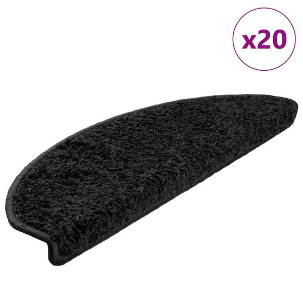 vidaXL Stufenmatten 20 Stk. 65x21x4 cm Schwarz Halbrund Gro&szlig;
