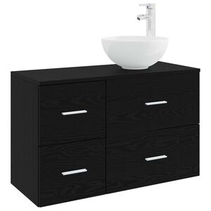 vidaXL Badezimmerm&ouml;bel-Set 2 pcs Schwarze Eiche Holzwerkstoff