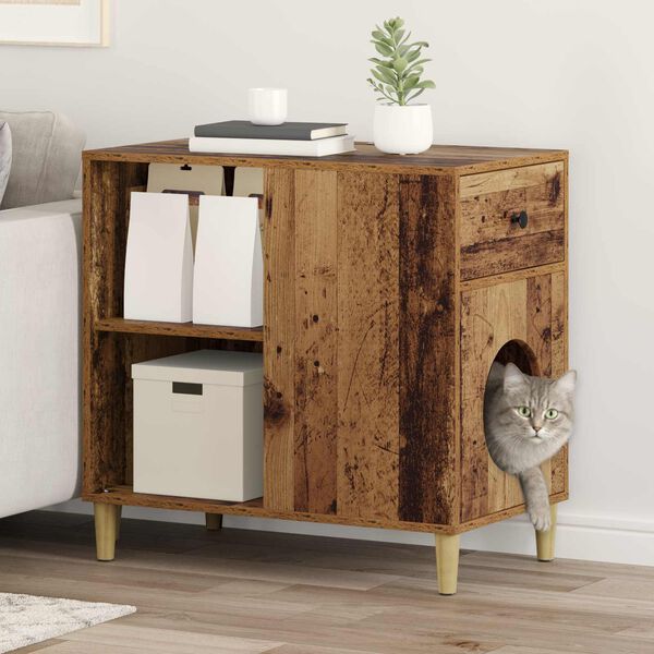 vidaXL Katzenhaus Altholz 72 x 42,5 x 70 cm Holzwerkstoff