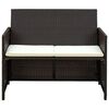 vidaXL 2-Sitzer-Gartensofa mit Polstern Braun Poly Rattan