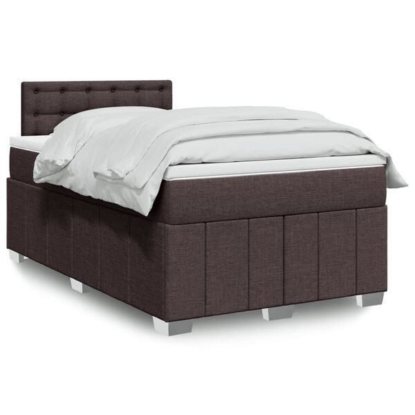 vidaXL Boxspringbett mit Matratze Dunkelbraun 120x190 cm Stoff