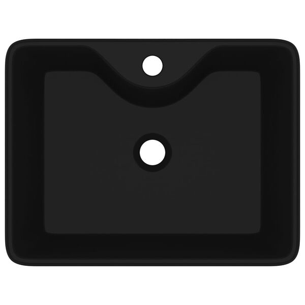 Keramik Waschbecken mit Hahnloch Schwarz Quadratisch