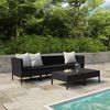vidaXL 6-tlg. Garten-Lounge-Set mit Auflagen Poly Rattan Schwarz