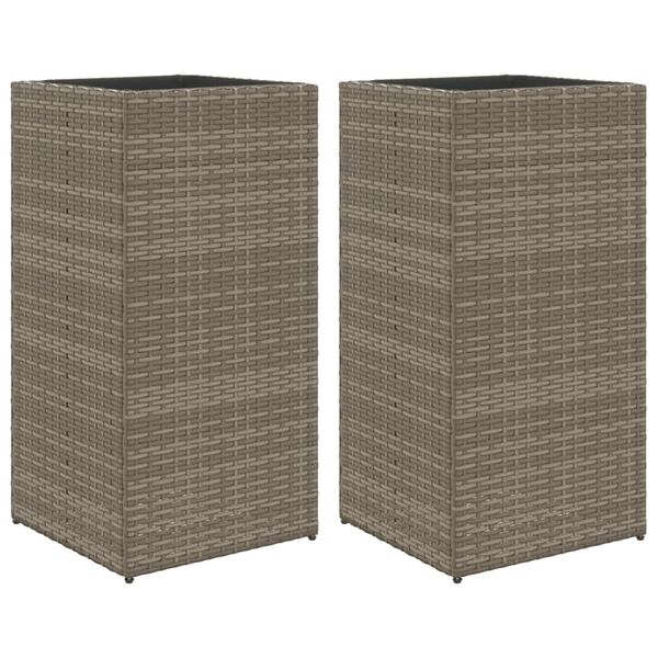 vidaXL Pflanzk&uuml;bel 2 Stk. Grau 40x40x80 cm Poly Rattan