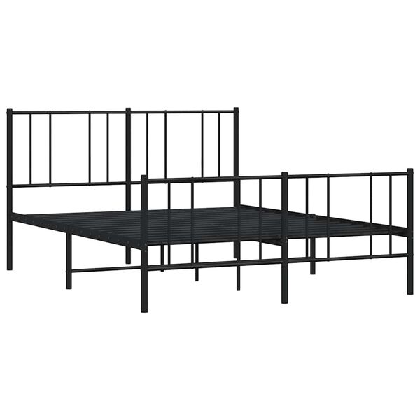 vidaXL Bettgestell mit Kopf- und Fu&szlig;teil Metall Schwarz 135x190 cm