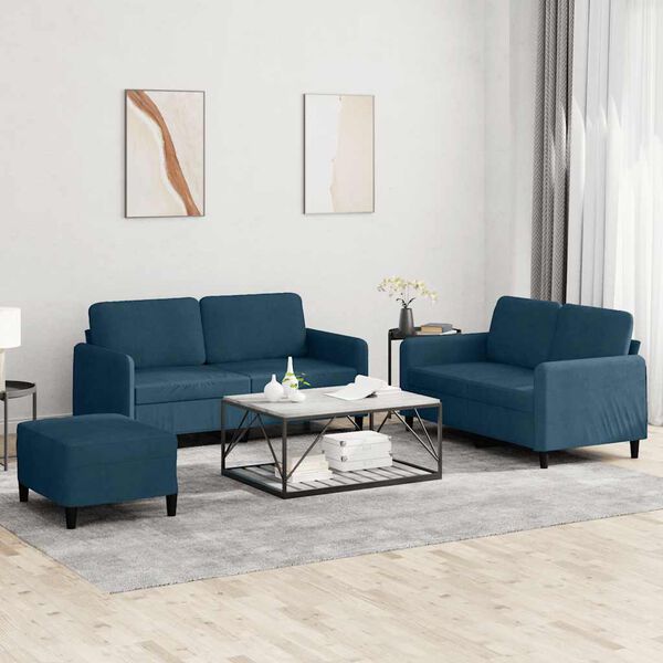 vidaXL 3-tlg. Sofagarnitur Blau Samt