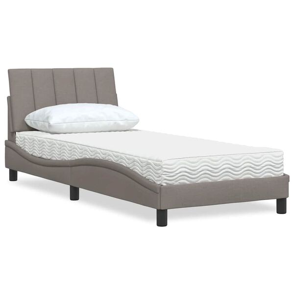 vidaXL Bett mit Matratze "Hanko" Taupe 80x200 cm Stoff