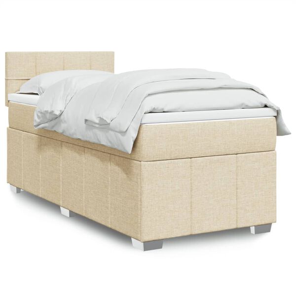 vidaXL Boxspringbett mit Matratze Creme 80x200 cm Stoff