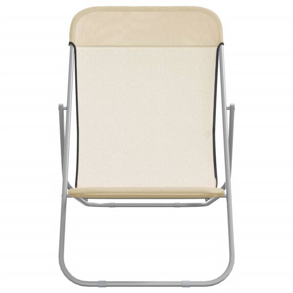 vidaXL Strandst&uuml;hle 2 Stk. Creme Textilene & Pulverbeschichteter Stahl