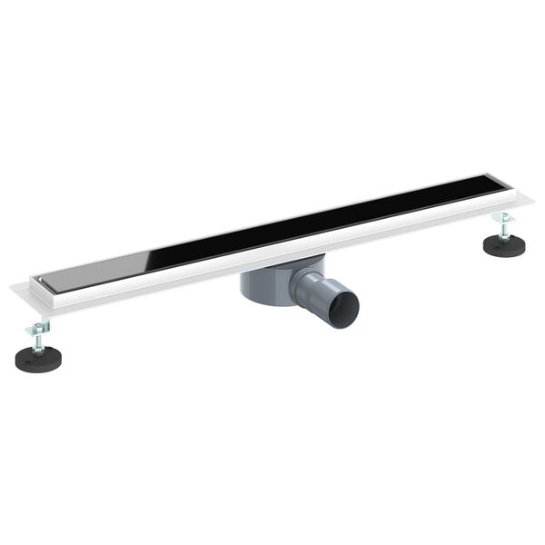 vidaXL Duschabfluss mit Glash&uuml;lle und 360&deg; Siphon Schwarz 70 cm