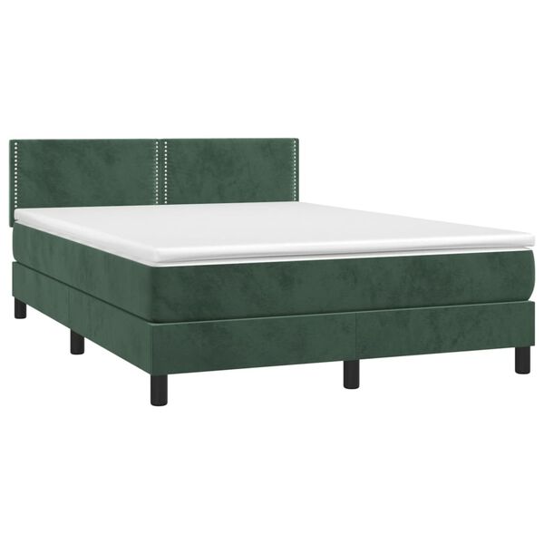 vidaXL Boxspringbett mit Matratze Dunkelgr&uuml;n 140x190 cm Samt