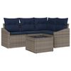 vidaXL Gartensofa-set mit Kissen 5 pcs Grau und Marineblau Poly-Rattan