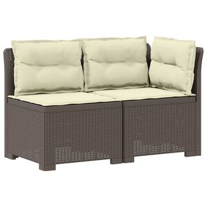 vidaXL 2-Sitzer Garten-Sofa mit Kissen Rattan-Look PP Hellgrau
