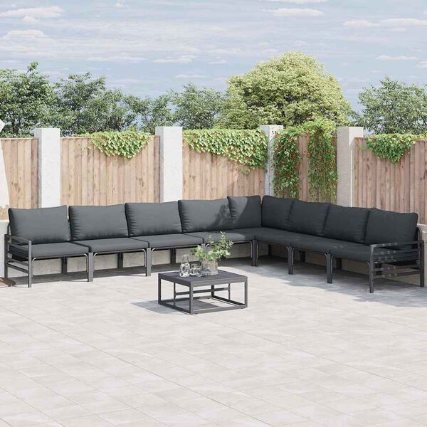 vidaXL Garten-Sofa-Set mit Kissen 8 pcs Anthrazit Stahl