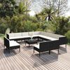 vidaXL 14-tlg. Garten-Lounge-Set mit Auflagen Poly Rattan Schwarz