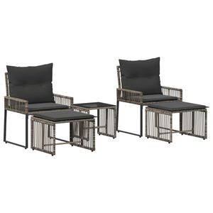 vidaXL Gartenm&ouml;bel Set 11 Stk. Grau und Dunkelgrau Poly-Rattan
