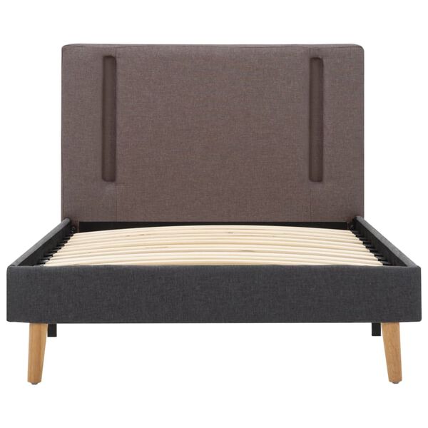 vidaXL Bettgestell mit LED Taupe und Dunkelgrau Stoff 100x200 cm