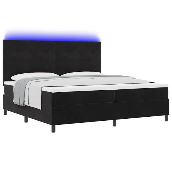 vidaXL LED Boxspringbett mit Matratze Schwarz 200 x 200 cm Samt