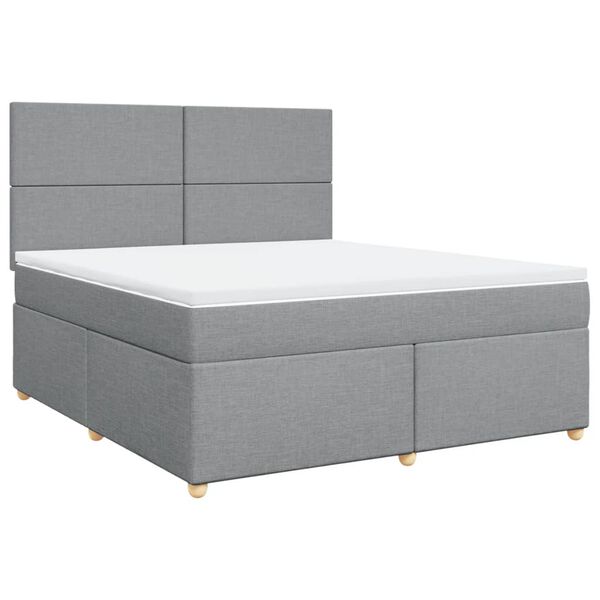 vidaXL Boxspringbett mit Matratze Hellgrau 180x200 cm Stoff
