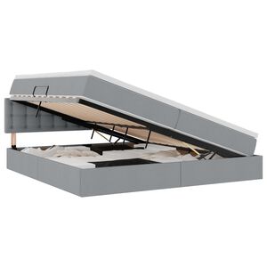 vidaXL Bett mit Stauraum und LED mit LED Hellgrau 200 x 200 cm Stoff