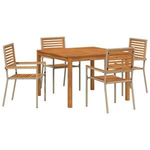 vidaXL Garten Essgruppe 5 pcs Beige Massivholz Akazie