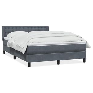 vidaXL Boxspringbett mit Matratze Dunkelgrau 140x220 cm Samt