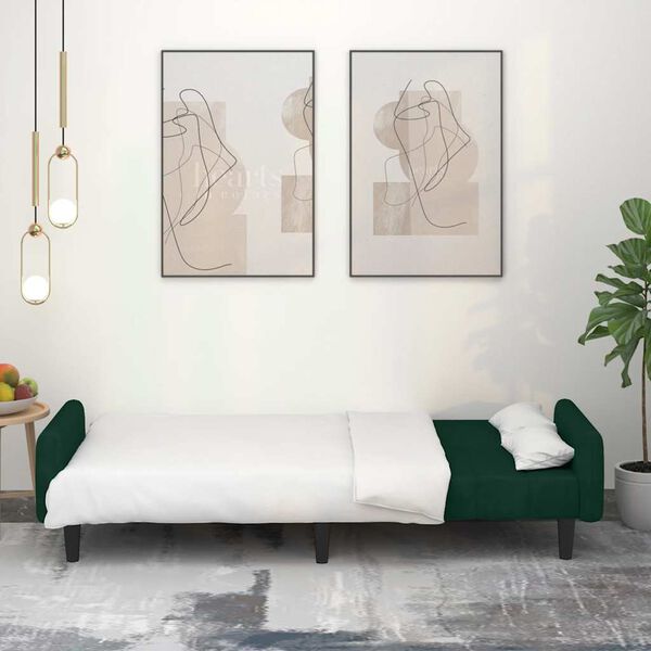 vidaXL Schlafsofa 2-Sitzer Dunkelgrün Samt