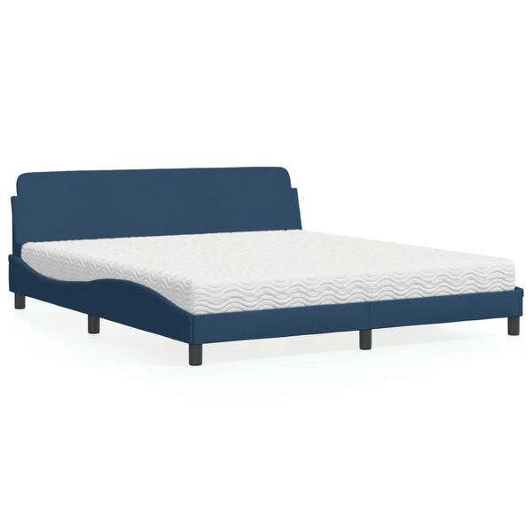 vidaXL Bett mit Matratze "Dover" Blau 180x200 cm Stoff