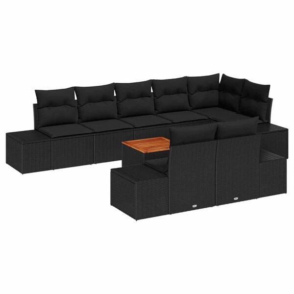 vidaXL Garten-Sofa-Set 9 pcs Schwarz