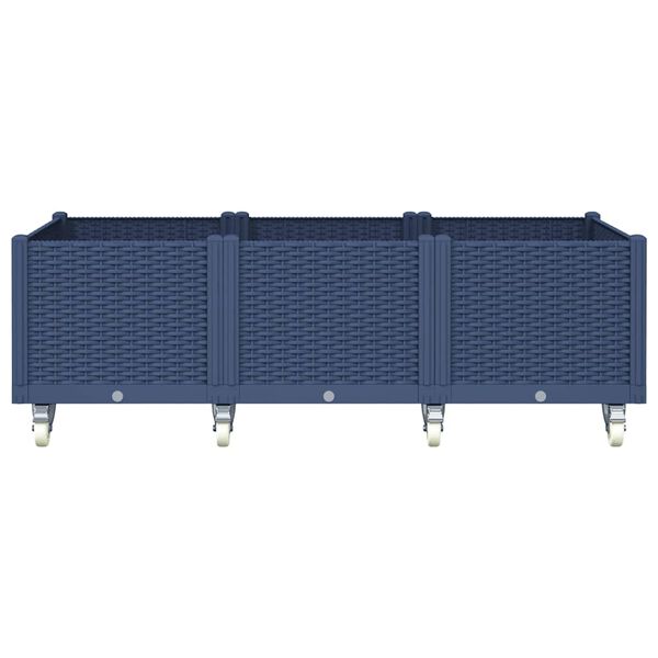 vidaXL Pflanzkasten mit Rollen Blaugrau 150x80x54 cm PP